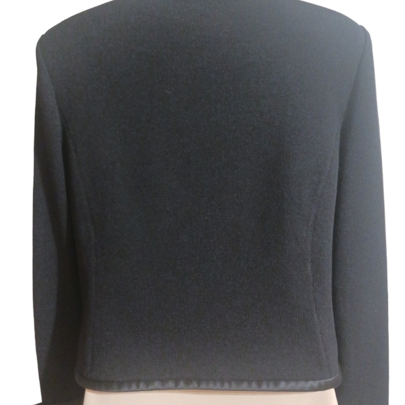 St. John Knit Evening Cardigan Jacket with Crystal Buttons and Satin Trim - Picture 7 of 10